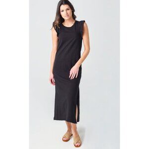 NWT Z Supply Blakely Slub Ruffle Midi Dress Black Size XS